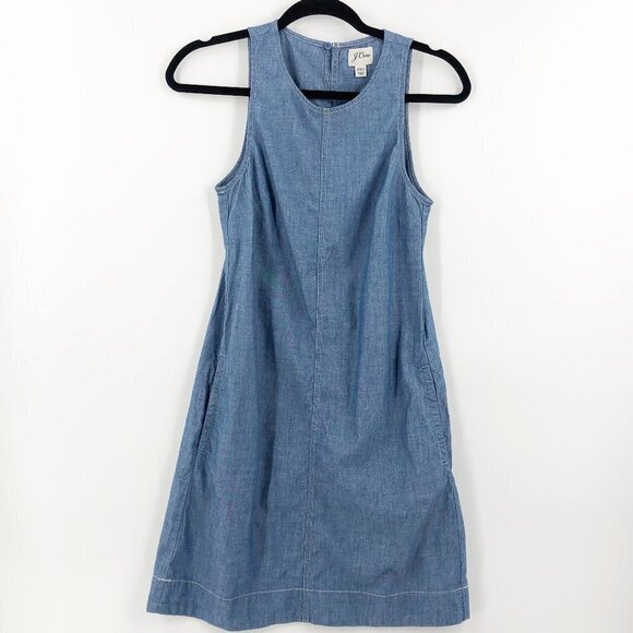 ✅ J. Crew Button Back Chambray Shift Dress AW338 XXS - Picture 1 of 8